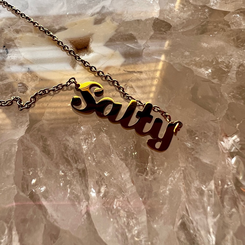 Gold Salty Nameplate Necklace